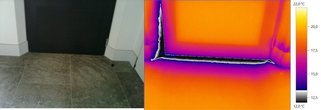 thermografisch beeld luchtlek onderaan deur